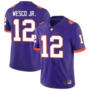 Purple College Football #12 Mens Tiger Town Bryant Wesco Jr. Player Jerseys 526658-315