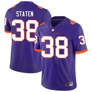 Purple College Football NCAA Men's #38 Dominic Staten Tigers Jersey 655157-549