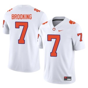 White Logan Brooking Mens 2026-27 College Football Tigers #7 Jersey 551167-482