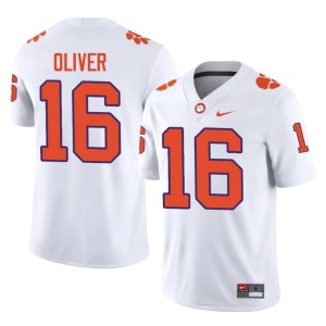 White Clemson University Tigers #16 College Football Embroidery Myles Oliver Men's Jerseys 625902-546