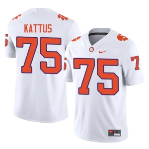 White College Football Clemson University Stitched Men Tucker Kattus #75 Jerseys 410054-810