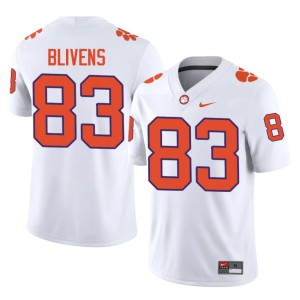 White Mens Clemson Tigers 2026-27 College Football Cam Blivens #83 Jersey 917345-369