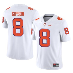 White Player Men's College Football Corian Gipson Clemson National Championship #8 Jersey 143426-788