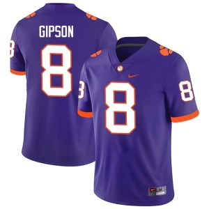 Purple Mens Clemson #8 College Football Corian Gipson Stitched Jersey 576550-744