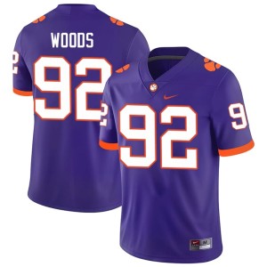 Purple College Football #92 Men's High School Devarrick Woods CLEM Jersey 271018-525