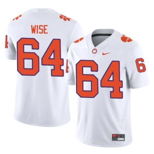 White Clemson Tigers College Football #64 Grant Wise Mens Embroidery Jersey 657500-534