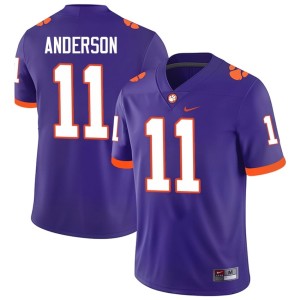 Purple Men's College Football Stitched Polo Anderson #11 Tigers Jersey 137026-749