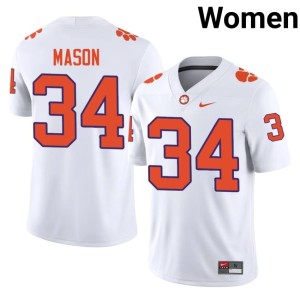 White Armon Mason #34 Womens CLEM College Football Player Jersey 552135-366