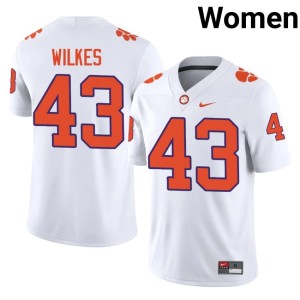 White College Football Women's Billy Wilkes Limited #43 Clemson University Tigers Jersey 181076-367