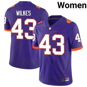 Purple Womens Billy Wilkes Stitched College Football Tiger Town #43 Jersey 726251-139