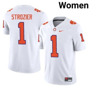 White Player #1 Branden Strozier College Football Tigers Women's Jerseys 627705-379