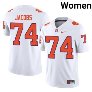 White Embroidery College Football Brayden Jacobs #74 Clemson Womens Jersey 936771-989