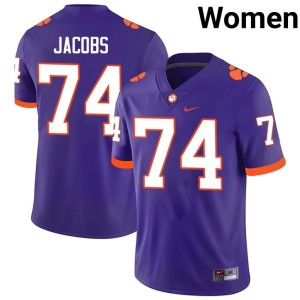 Purple Limited Clemson Tigers Brayden Jacobs College Football Womens #74 Jersey 443075-280