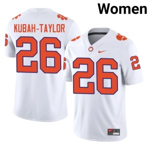 White College Football #26 Replica C.J. Kubah-Taylor Women Clemson University Tigers Jersey 351502-331