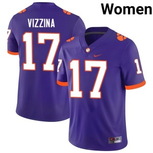 Purple College Football High School #17 Women's Clemson University Tigers Christopher Vizzina Jersey 810824-246