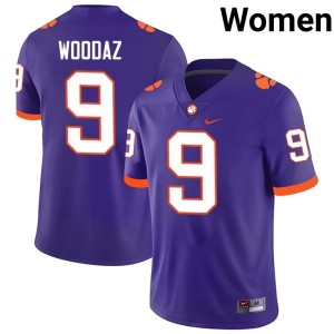 Purple Replica #9 Drew Woodaz College Football Womens Clemson University Tigers Jerseys 715477-920