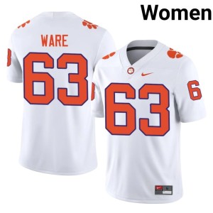 White #63 Women's Easton Ware Clemson Tigers College Football Replica Jersey 510467-688