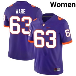 Purple Tigers NCAA Women College Football #63 Easton Ware Jerseys 733301-503