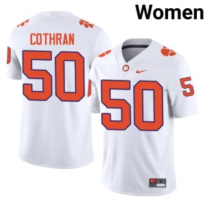 White #50 Clemson University Tigers College Football Fletcher Cothran Official Women's Jersey 789679-626