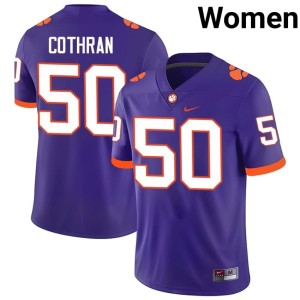 Purple Womens Clemson Tigers #50 Replica Fletcher Cothran College Football Jerseys 578946-938