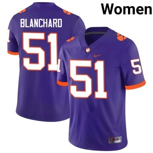 Purple College Football High School Tiger Town Womens #51 Gavin Blanchard Jerseys 985958-568