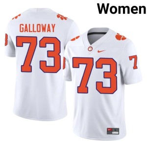 White #73 Official Hayes Galloway Women Tigers College Football Jersey 219743-531