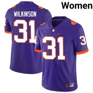 Purple #31 Women Joe Wilkinson College Football Tigers Player Jersey 697847-104