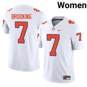 White Clemson National Championship College Football Women Logan Brooking #7 Stitched Jersey 301326-864