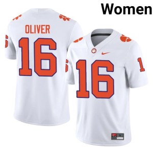 White Myles Oliver University Women's Clemson Tigers College Football #16 Jerseys 629948-602