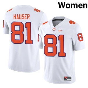 White #81 Nolan Hauser Women's College Football Replica Clemson University Jerseys 774195-747
