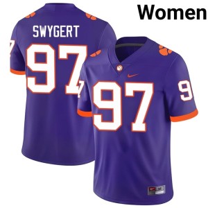 Purple #97 Women College Football Embroidery Clemson University Tigers Patrick Swygert Jerseys 500871-968