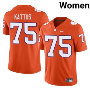 Orange University Tucker Kattus College Football Clemson University Women #75 Jersey 987417-410