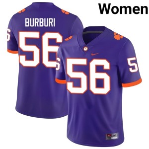 Purple University Andy Burburija Womens #56 College Football Clemson Tigers Jerseys 767613-211