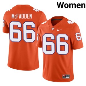 Orange Tiger Town Banks McFadden Embroidery College Football #66 Women's Jersey 126382-472