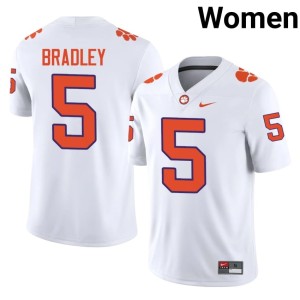 White #5 College Football Embroidery Tigers Womens Brock Bradley Jersey 381087-795