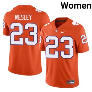 Orange 2026 Women College Football #23 C.J. Wesley Clemson Tigers Jerseys 320183-501