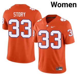 Orange Women's College Football #33 Caden Story Clemson National Championship Official Jerseys 981966-335
