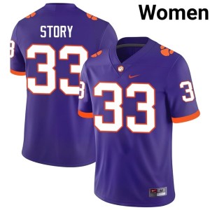 Purple Women Caden Story College Football Clemson Tigers Embroidery #33 Jerseys 224699-179