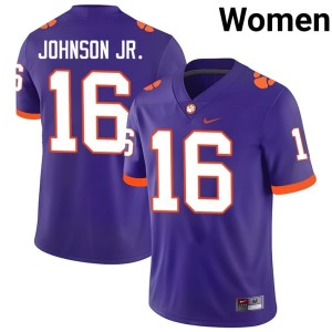 Purple Limited Clemson University College Football Women #16 Chris Johnson Jr. Jerseys 886306-145