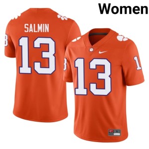 Orange Embroidery Connor Salmin Clemson National Championship Women College Football #13 Jersey 460712-748