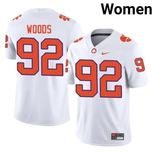 White Women #92 Devarrick Woods Replica Clemson University Tigers College Football Jersey 425766-912