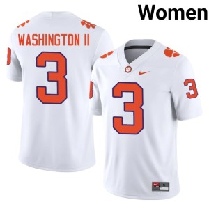 White #3 2026 Clemson University Tigers Women's College Football Elliot Washington II Jersey 461292-476