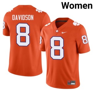 Orange Womens #8 College Football Clemson University Gideon Davidson Stitched Jersey 427652-913