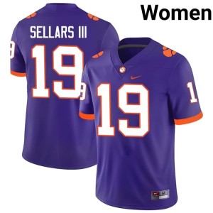 Purple College Football #19 Clemson Tigers Womens Gordon Sellars III High School Jersey 725584-417