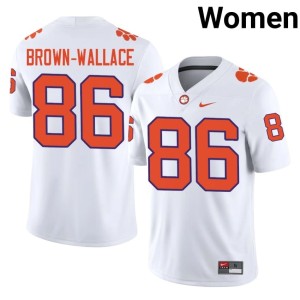 White Womens Replica Jaylen Brown-Wallace CLEM College Football #86 Jersey 170638-208