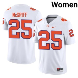 White Keil McGriff College Football #25 Women CLEM Official Jersey 832905-180