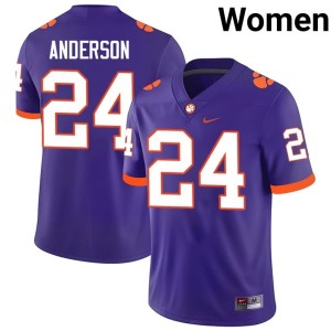 Purple Official CLEM Womens #24 Logan Anderson College Football Jerseys 942610-456
