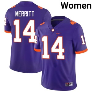 Purple Stitched Womens CFP Champs College Football London Merritt #14 Jersey 801829-529