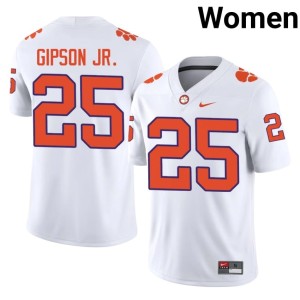 White Clemson University Tigers College Football Women Marcell Gipson Jr. University #25 Jerseys 152365-706