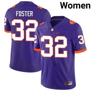 Purple #32 High School College Football Michael Foster Women's Clemson National Championship Jerseys 316532-741